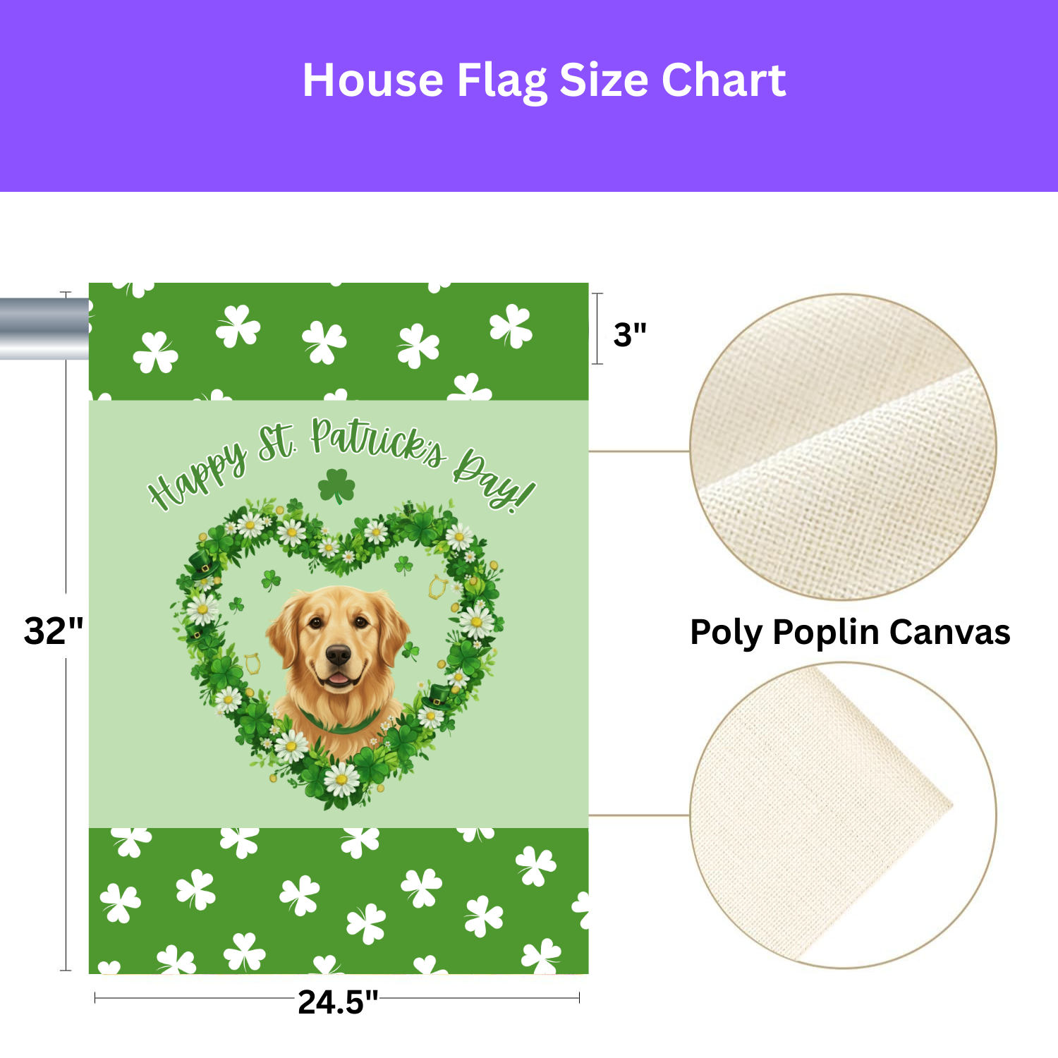 St. Patrick's Day Shamrock Golden Retriever Garden Flag