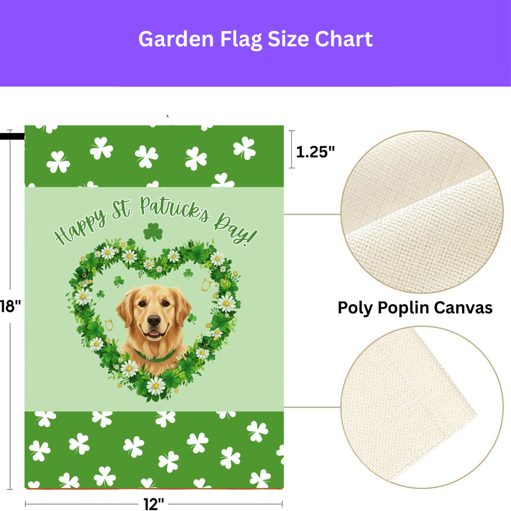 St. Patrick's Day Shamrock Golden Retriever Garden Flag