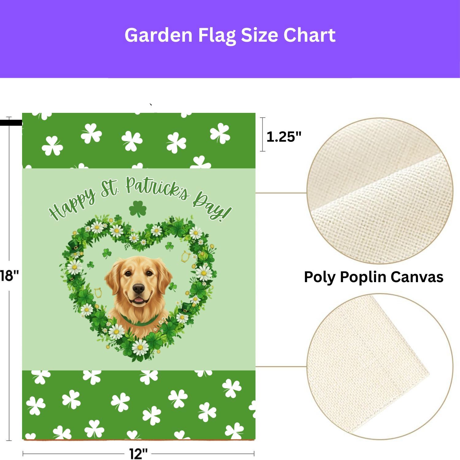 St. Patrick's Day Shamrock Golden Retriever Garden Flag