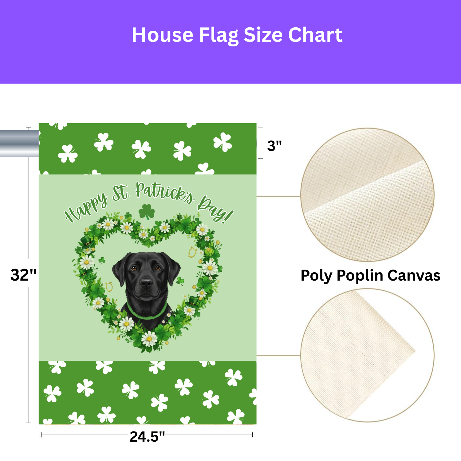 St. Patrick’s Day Shamrock Black Labrador Retriever Garden Flag - yard display - Dragonfire Gardens