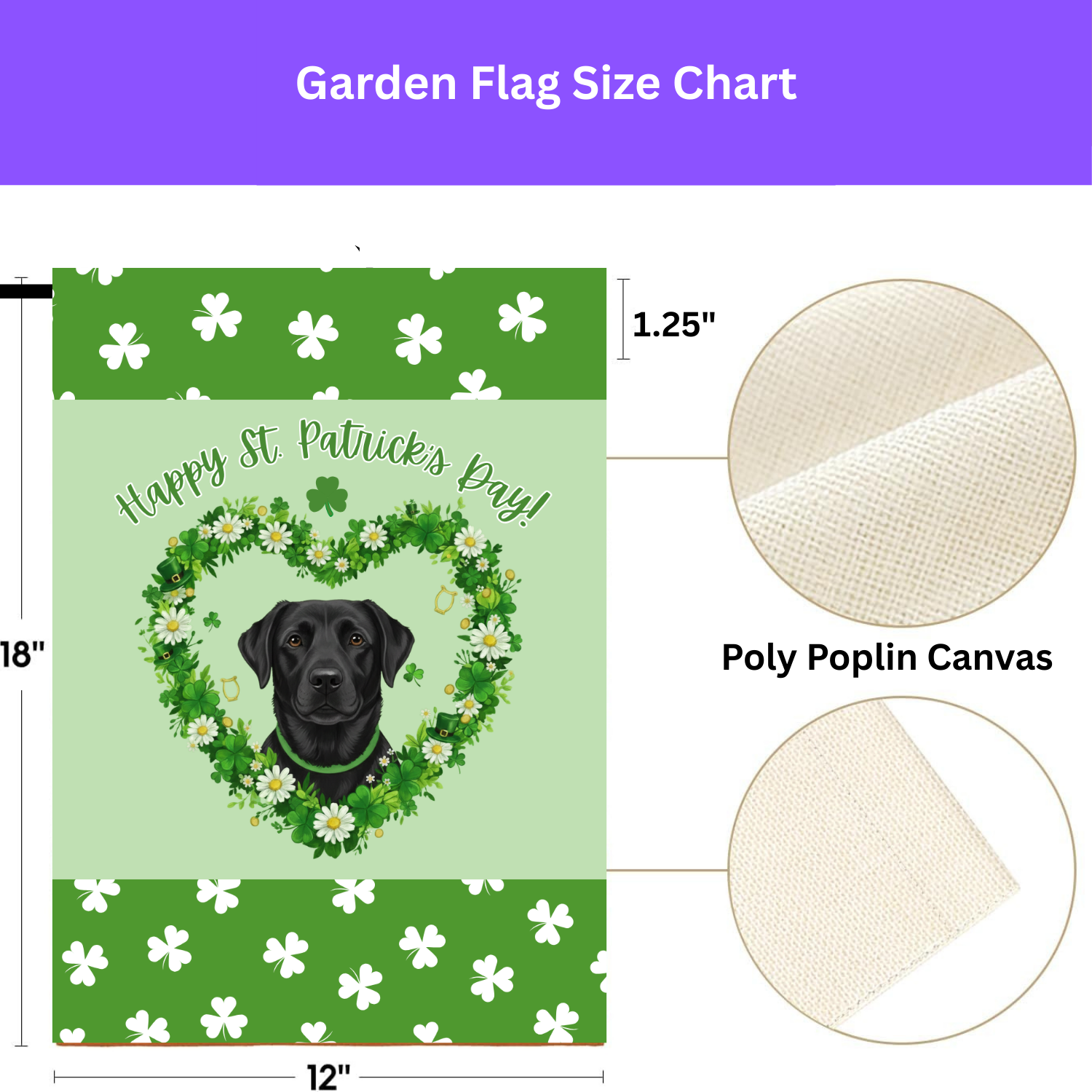 St. Patrick’s Day Shamrock Black Labrador Retriever Garden Flag - porch decor - Dragonfire Gardens