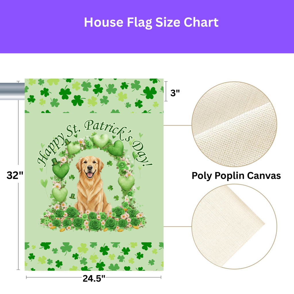 Happy St. Patrick’s Arch Golden Retriever Garden Flag - yard display - Dragonfire Gardens