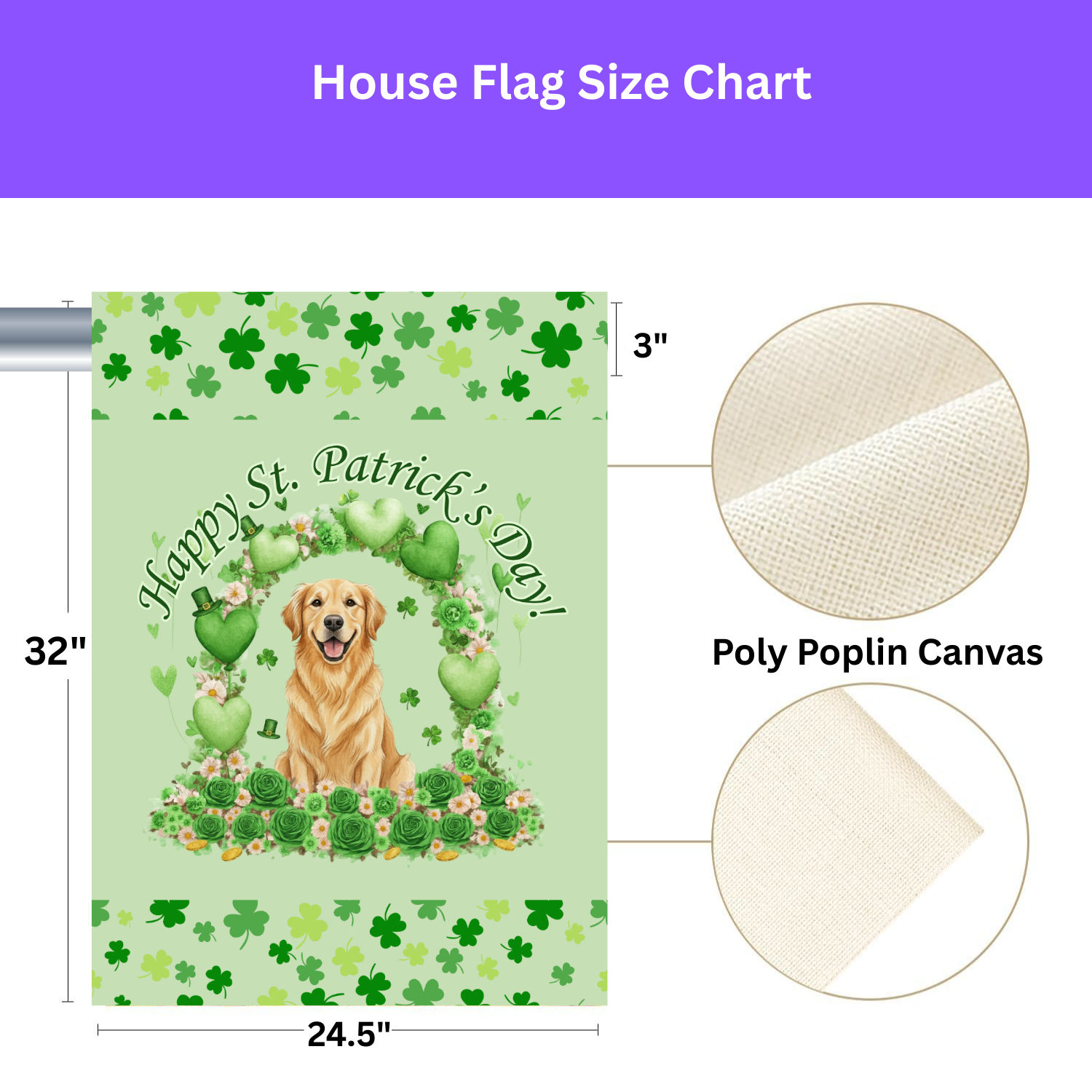 Happy St. Patrick’s Arch Golden Retriever Garden Flag - yard display - Dragonfire Gardens