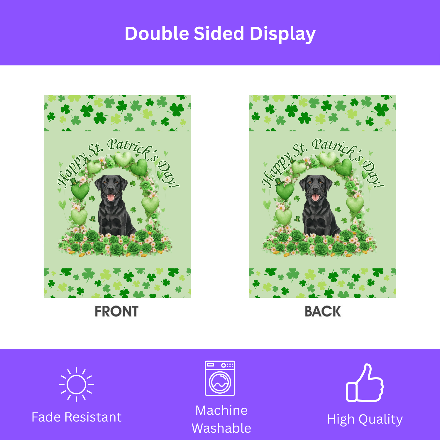 Happy St. Patrick's Day Arch Black Labrador Retriever Garden Flag - porch decor - Dragonfire Gardens