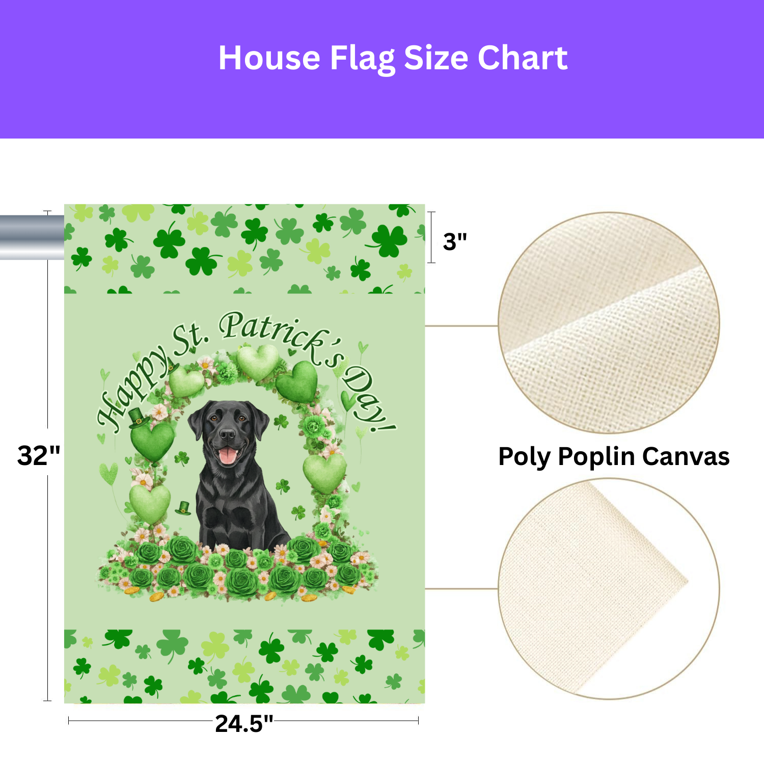 Happy St. Patrick's Day Arch Black Labrador Retriever Garden Flag - double-sided design - Dragonfire Gardens
