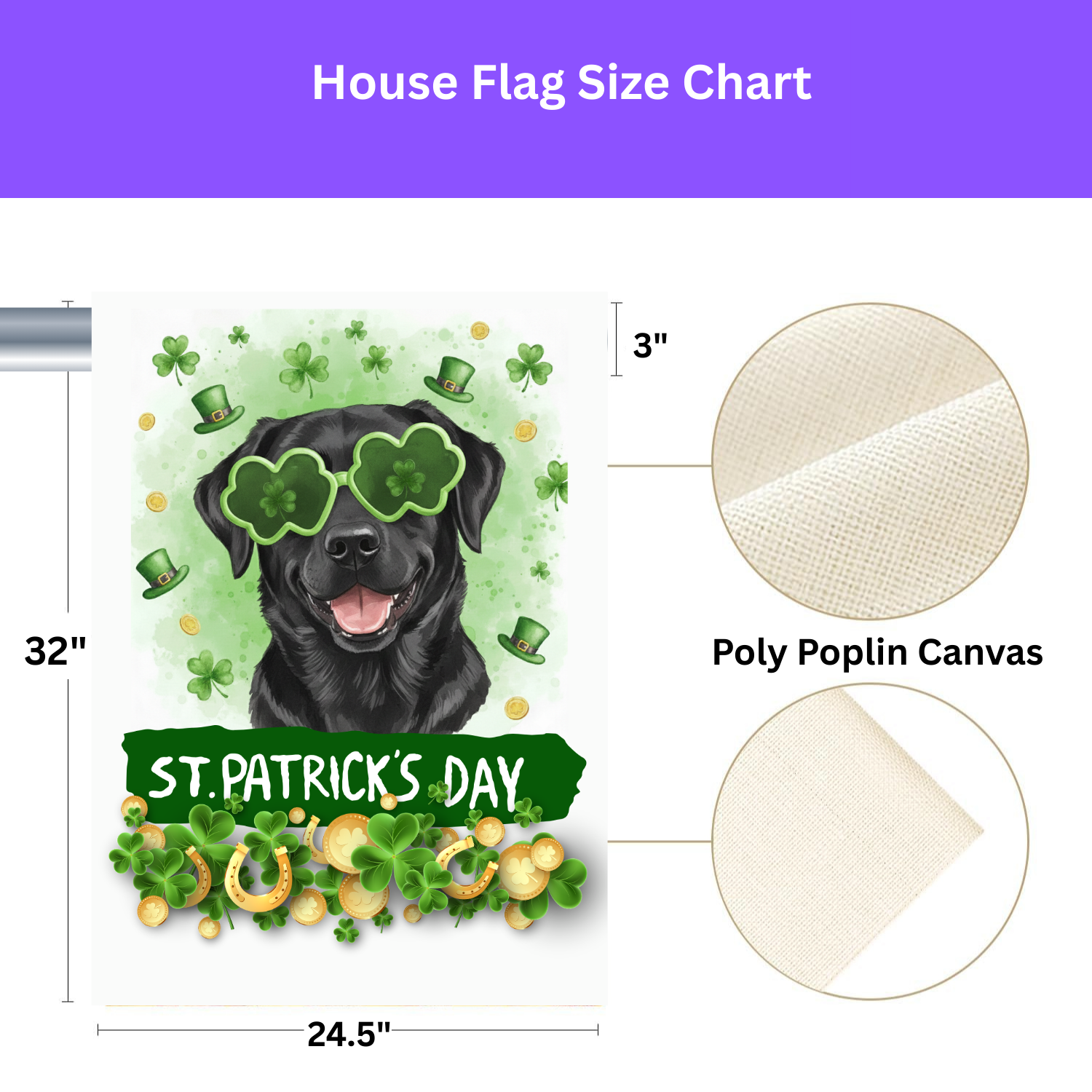 St. Patrick’s Clover Glasses Black Labrador Retriever Garden Flag - porch decor - Dragonfire Gardens