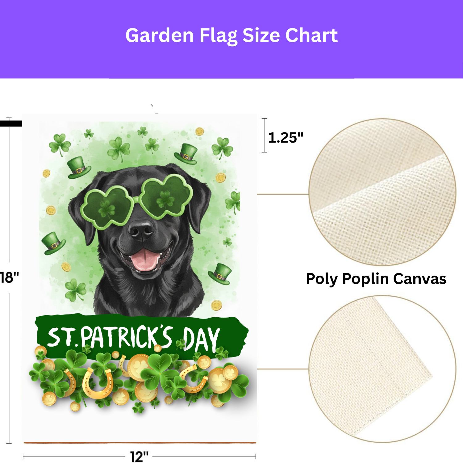 St. Patrick’s Clover Glasses Black Labrador Retriever Garden Flag - yard display - Dragonfire Gardens