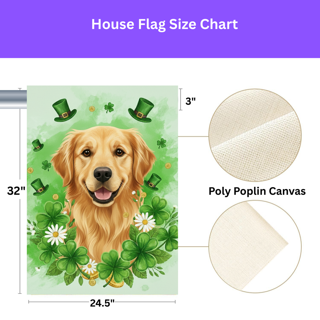 Shamrock and Golden Retriever St. Patrick's Day Garden Flag - yard display - Dragonfire Gardens