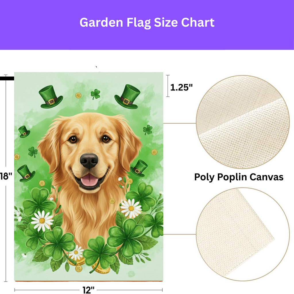 Shamrock and Golden Retriever St. Patrick's Day Garden Flag - porch decor - Dragonfire Gardens