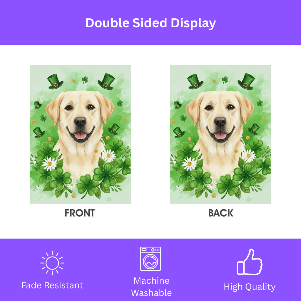 Shamrock and Yellow Labrador Retriever St. Patrick's Garden Flag - yard display - Dragonfire Gardens