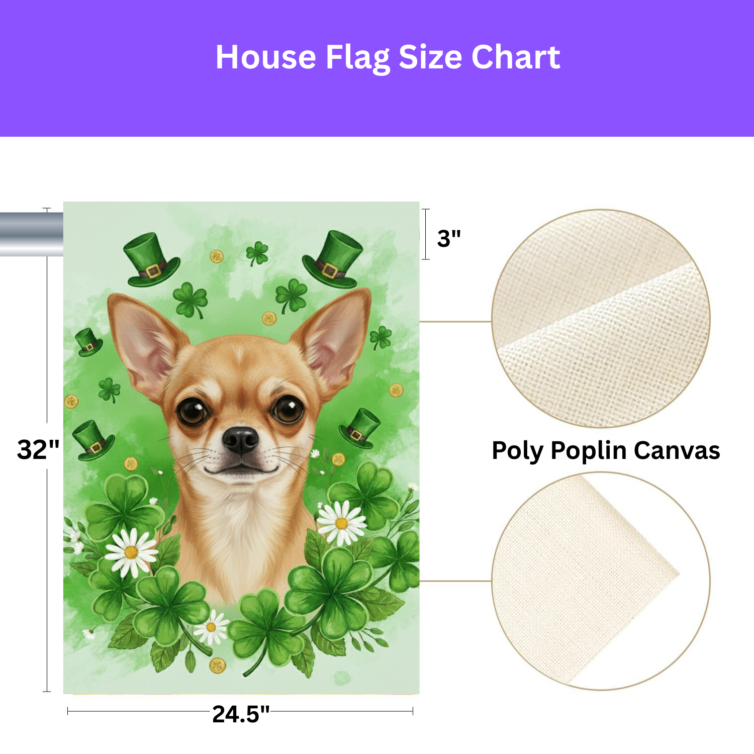 Shamrocks and Chihuahua St. Patrick's Day Garden Flag - yard display - Dragonfire Gardens