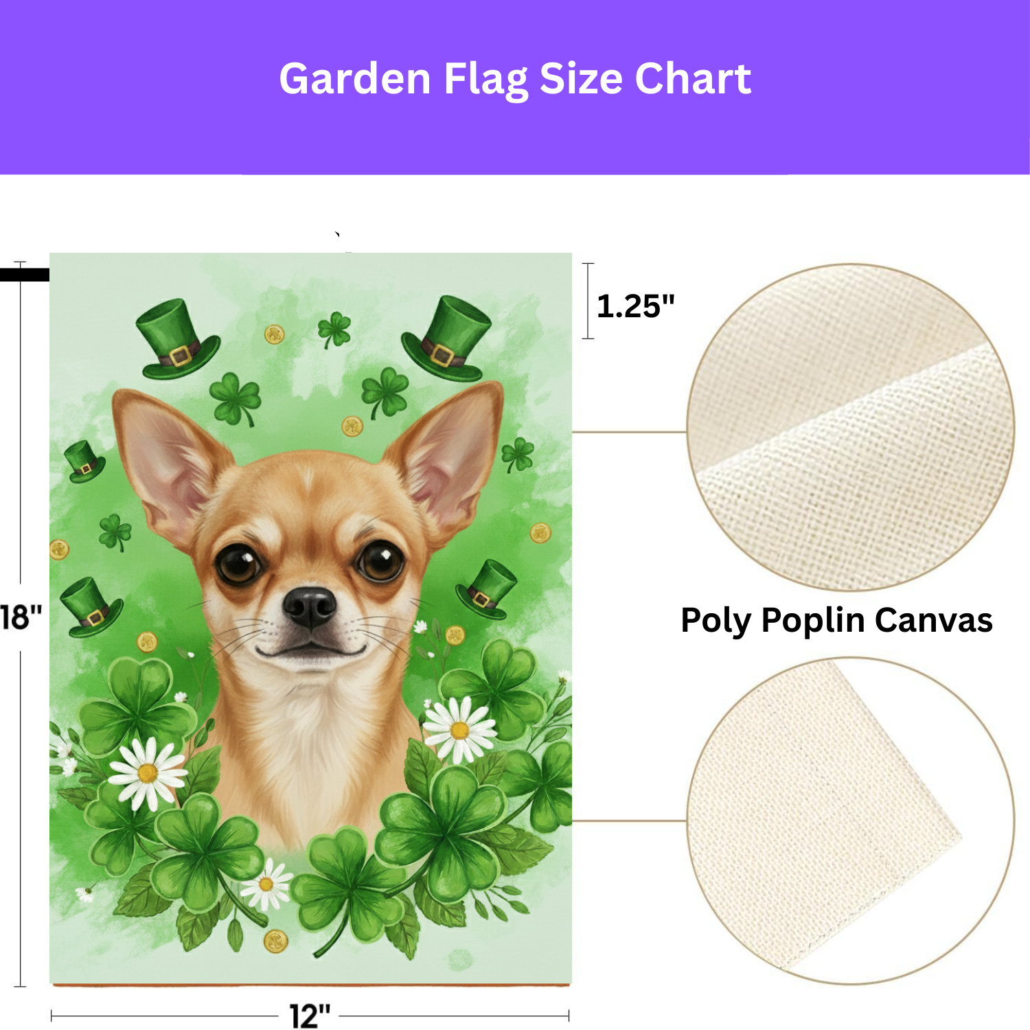 Shamrocks and Chihuahua St. Patrick's Day Garden Flag - porch decor - Dragonfire Gardens