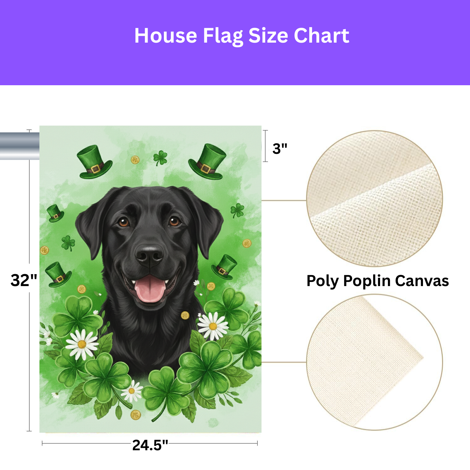 Shamrocks and Black Labrador St. Patrick’s Garden Flag - yard display - Dragonfire Gardens