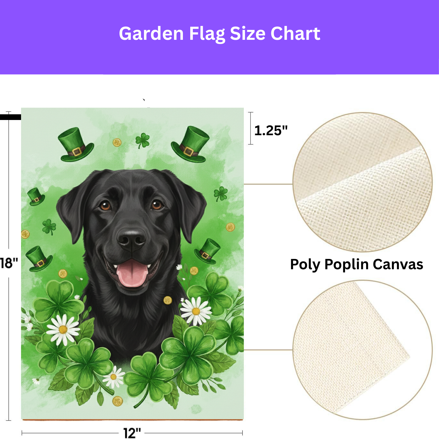 Shamrocks and Black Labrador St. Patrick’s Garden Flag - porch decor - Dragonfire Gardens