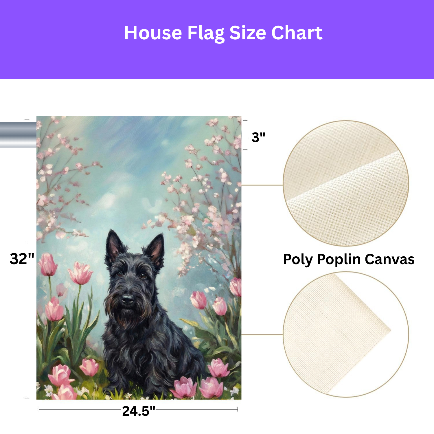 Scottish Terrier In Tulips Spring Garden Flag - yard display - Dragonfire Gardens