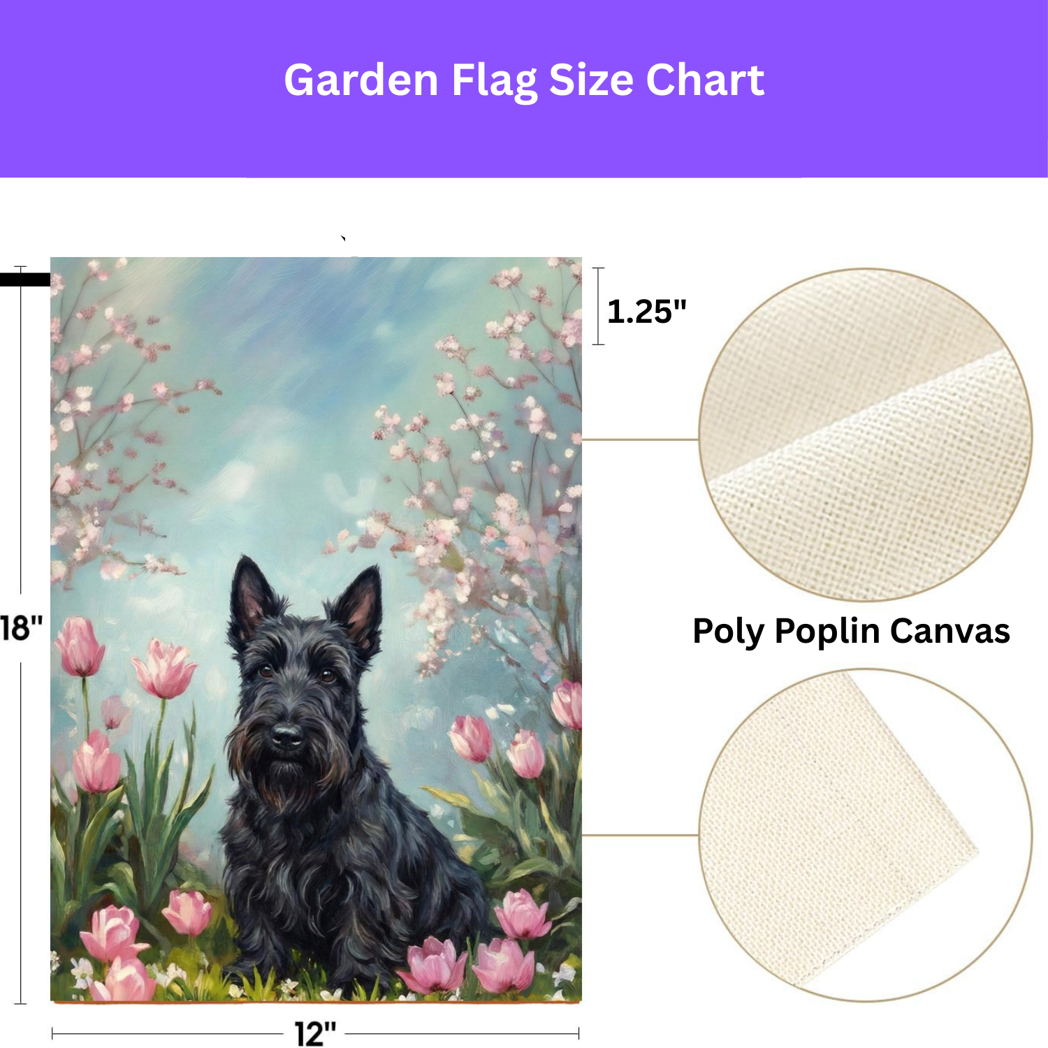 Scottish Terrier In Tulips Spring Garden Flag - porch decor - Dragonfire Gardens