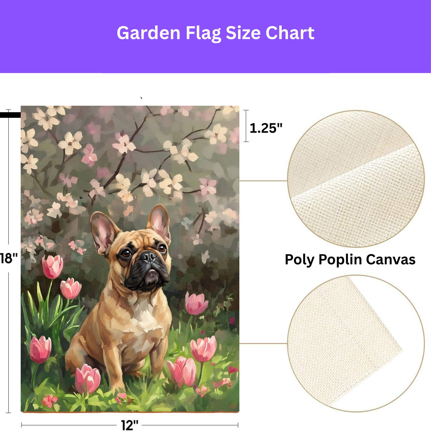 Pink Tulips and French Bulldog Garden Flag - porch decor - Dragonfire Gardens