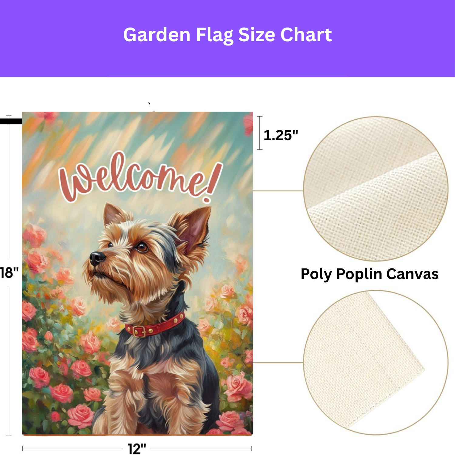 Pink Flowers Yorkshire Terrier Welcome Garden Flag - porch decor - Dragonfire Gardens