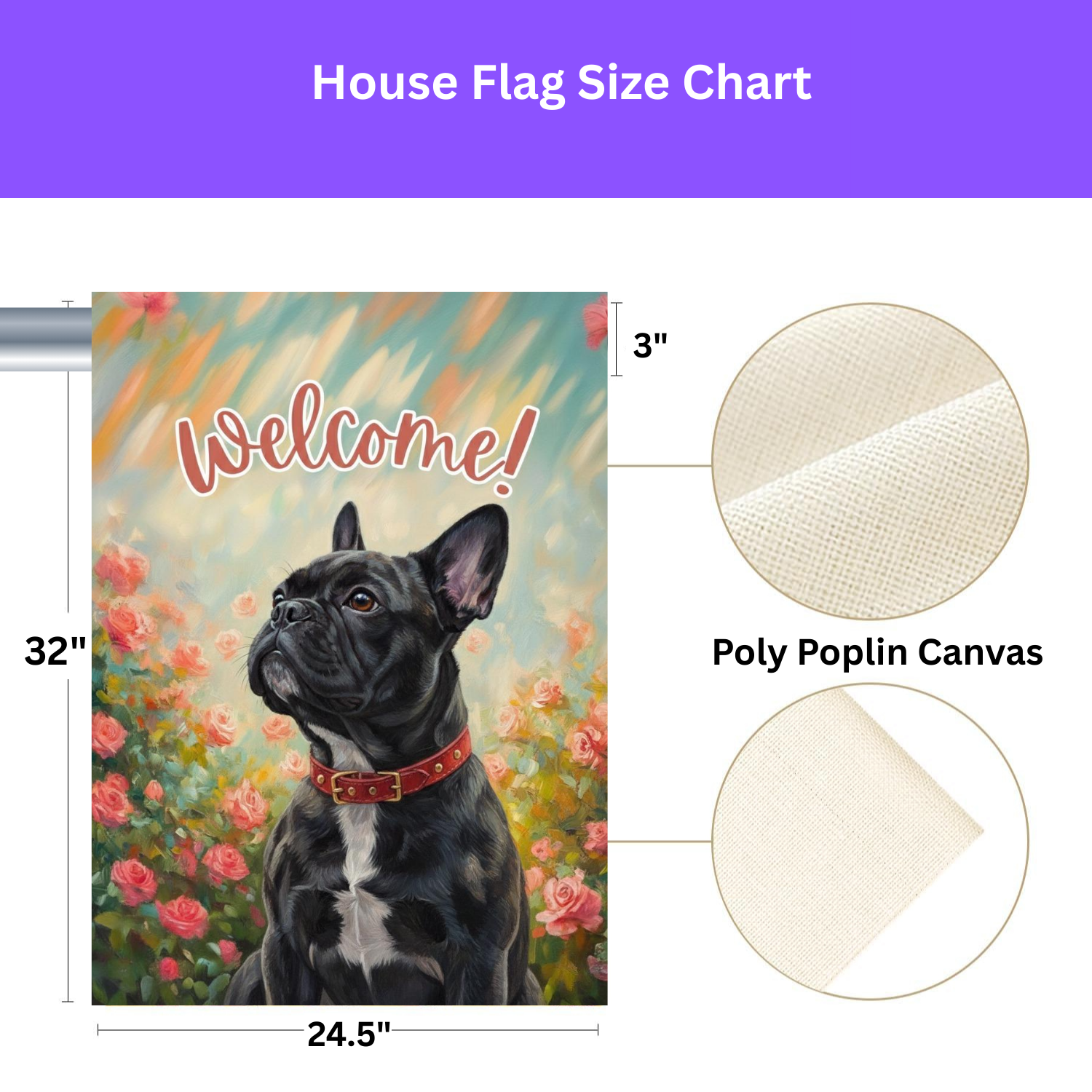 Pink Flower Black and White French Bulldog Welcome Garden Flag - porch decor - Dragonfire Gardens