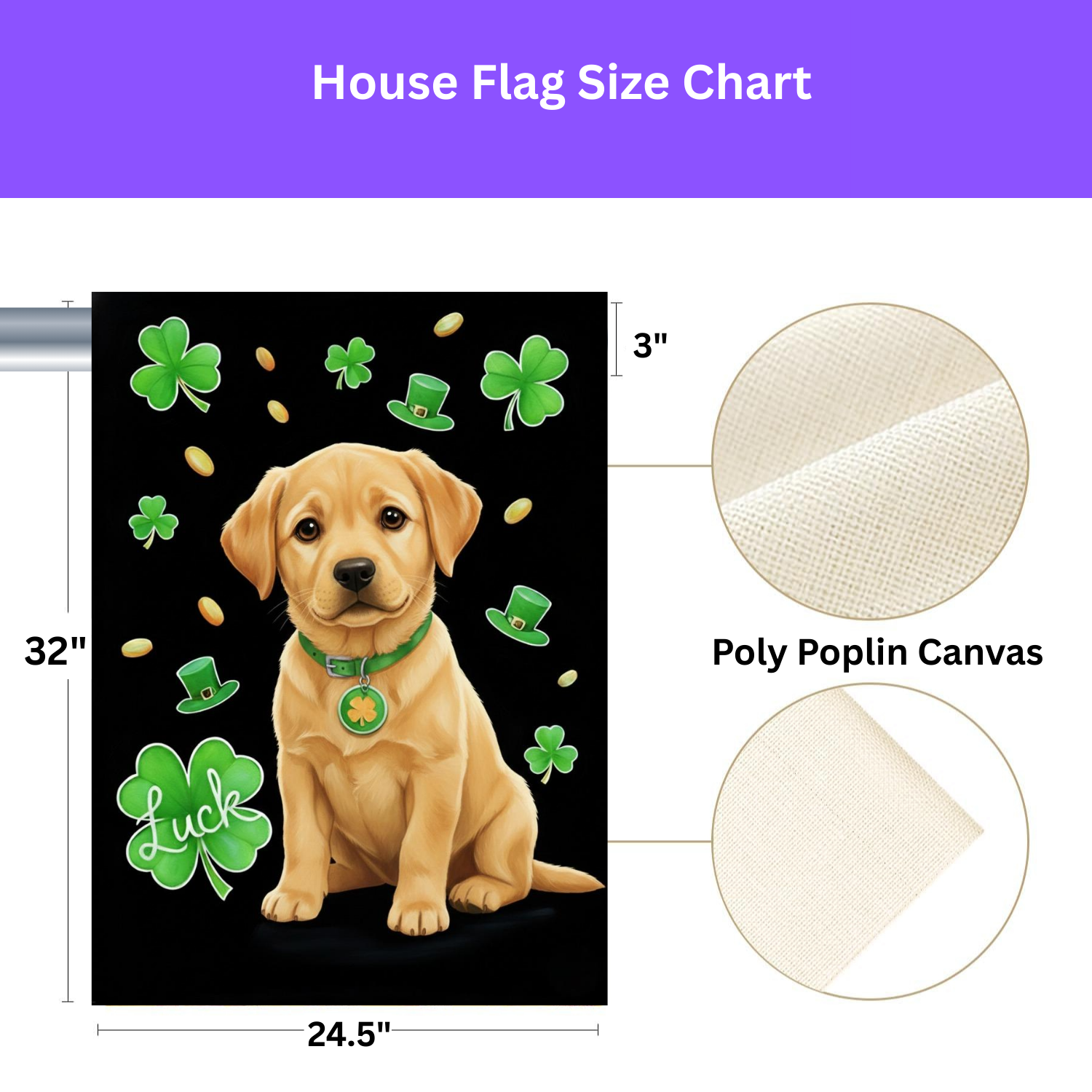 Luck Yellow Labrador Retriever Puppy St. Patrick's Day Garden Flag - yard display - Dragonfire Gardens