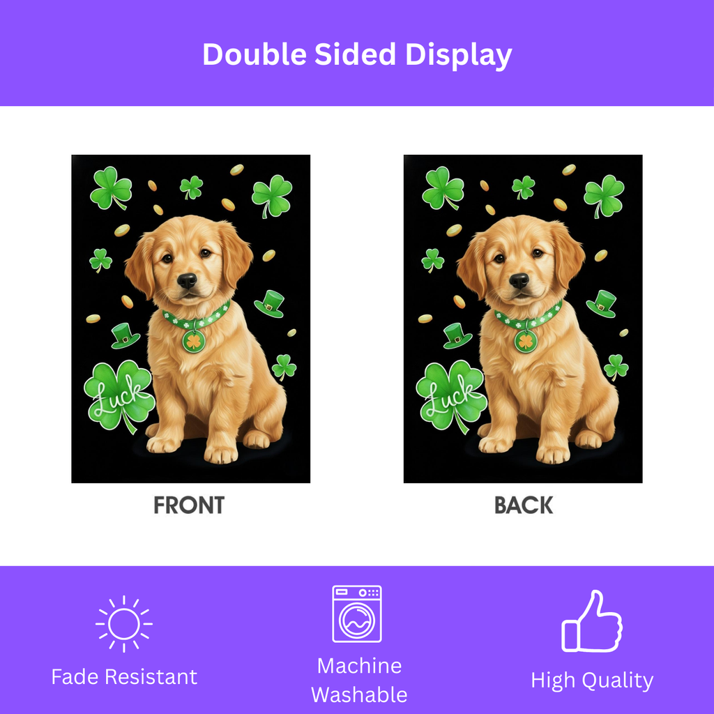 Luck Golden Retriever Puppy St. Patrick's Day Garden Flag