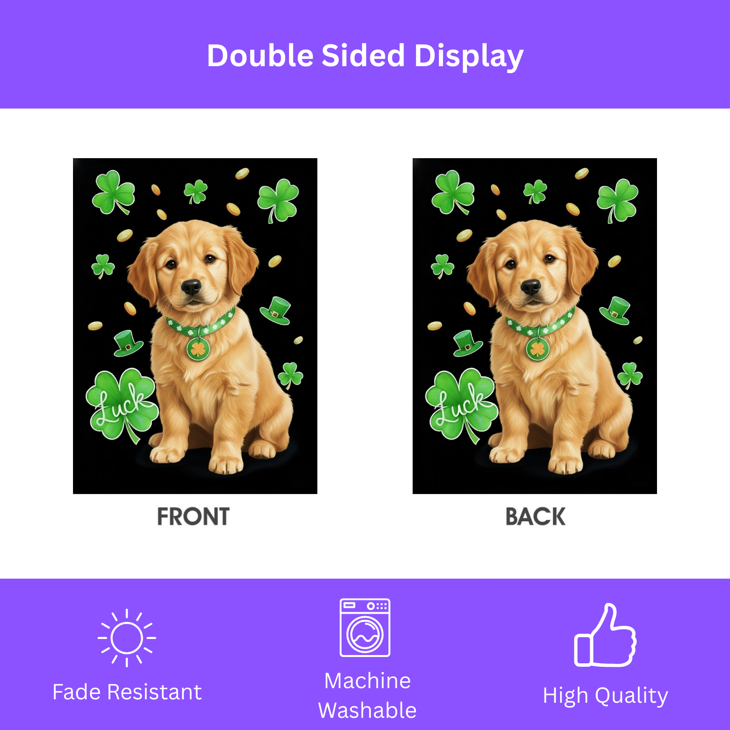 Luck Golden Retriever Puppy St. Patrick's Day Garden Flag