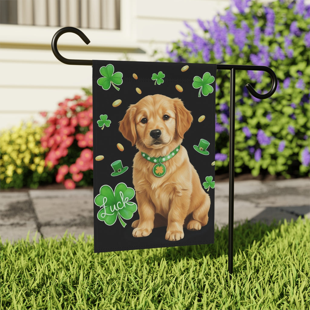 Luck Golden Retriever Puppy St. Patrick's Day Garden Flag