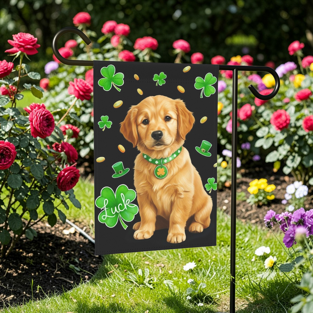 Luck Golden Retriever Puppy St. Patrick's Day Garden Flag