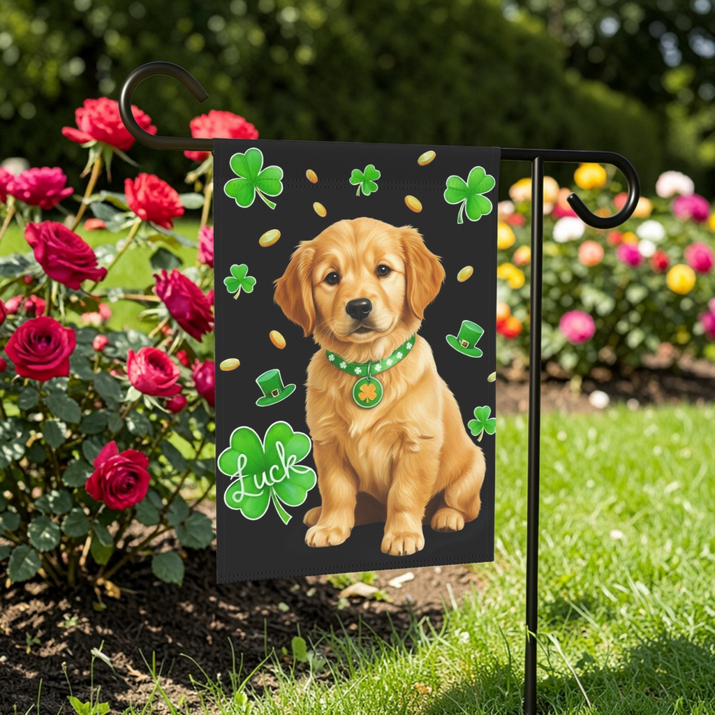 Luck Golden Retriever Puppy St. Patrick's Day Garden Flag