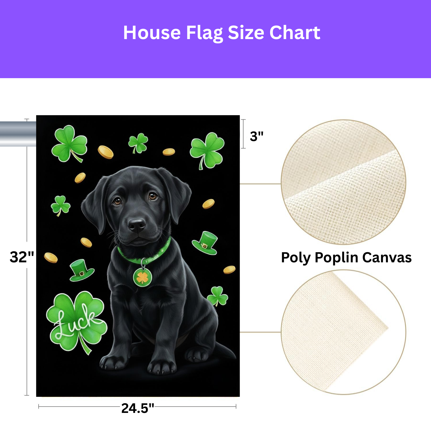 Luck Black Labrador Retriever Puppy St. Patrick's Day Garden Flag - yard display - Dragonfire Gardens