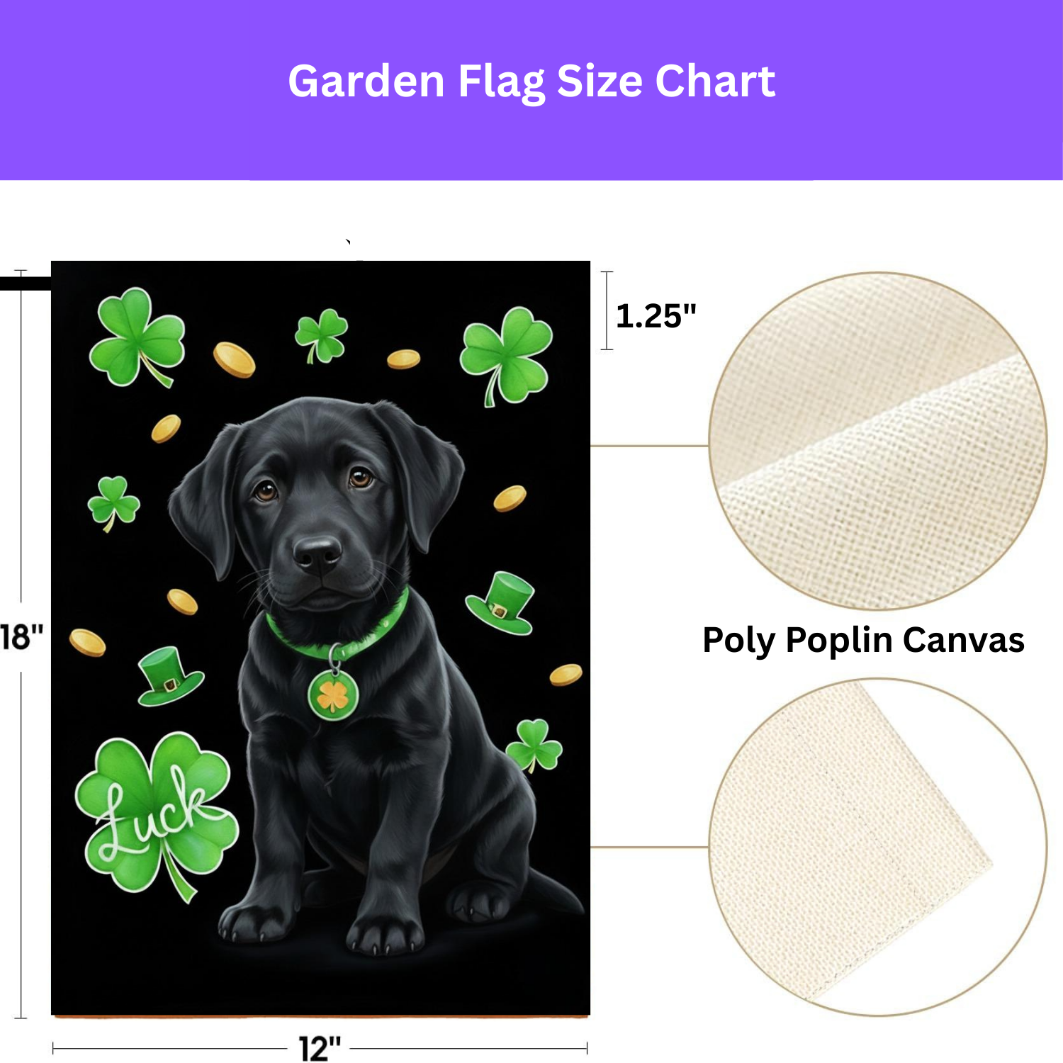 Luck Black Labrador Retriever Puppy St. Patrick's Day Garden Flag - porch decor - Dragonfire Gardens