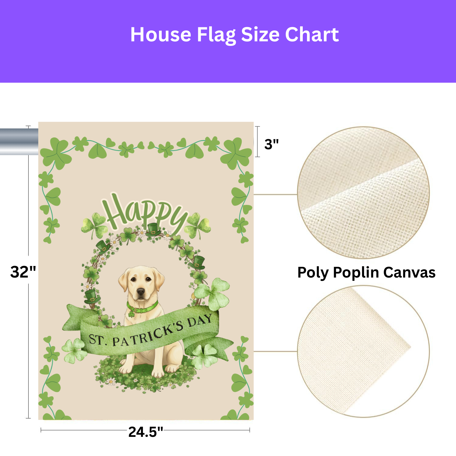 Happy St. Patrick's Day Yellow Labrador Retriever Garden Flag - yard display - Dragonfire Gardens