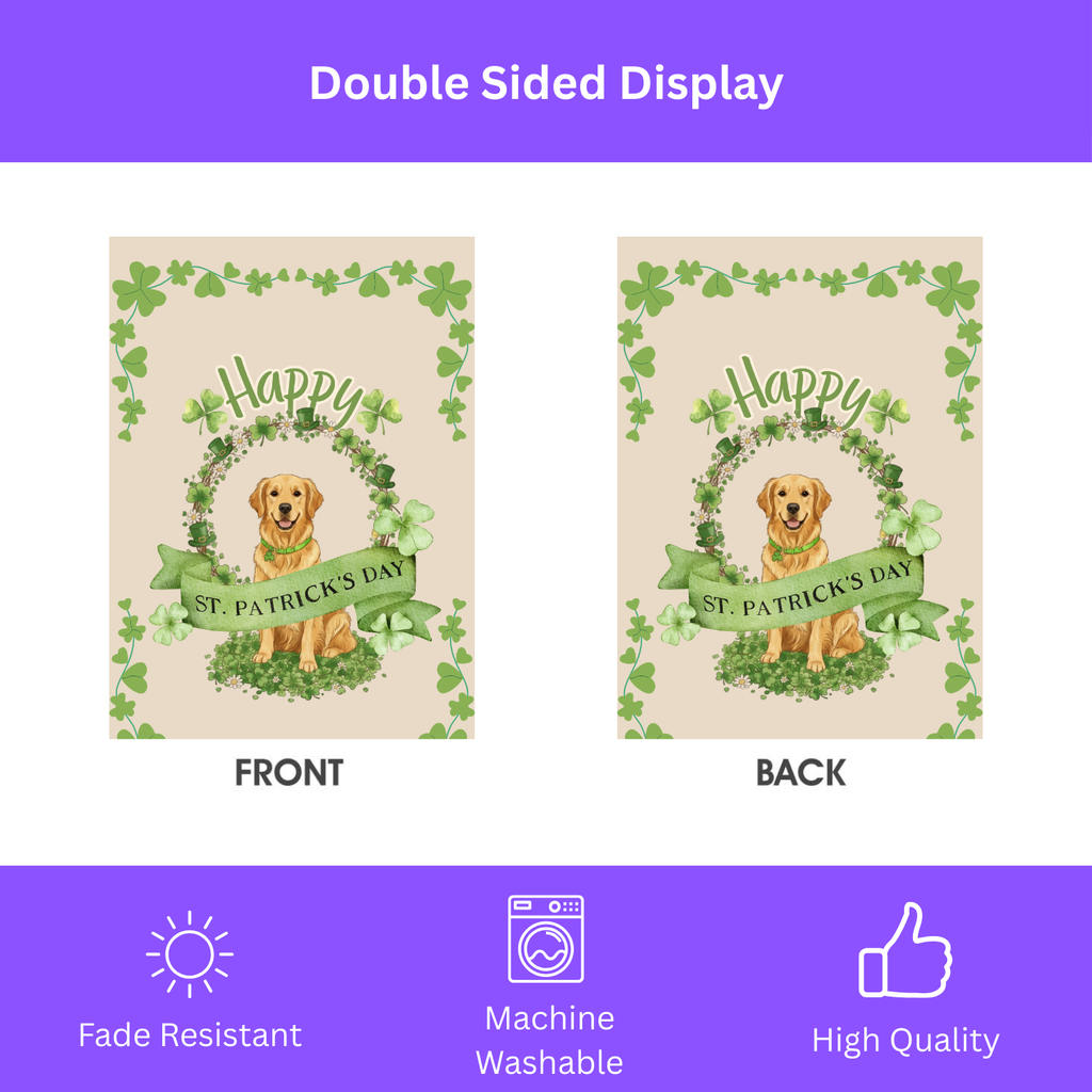 Happy St. Patrick’s Day Golden Retriever Garden Flag