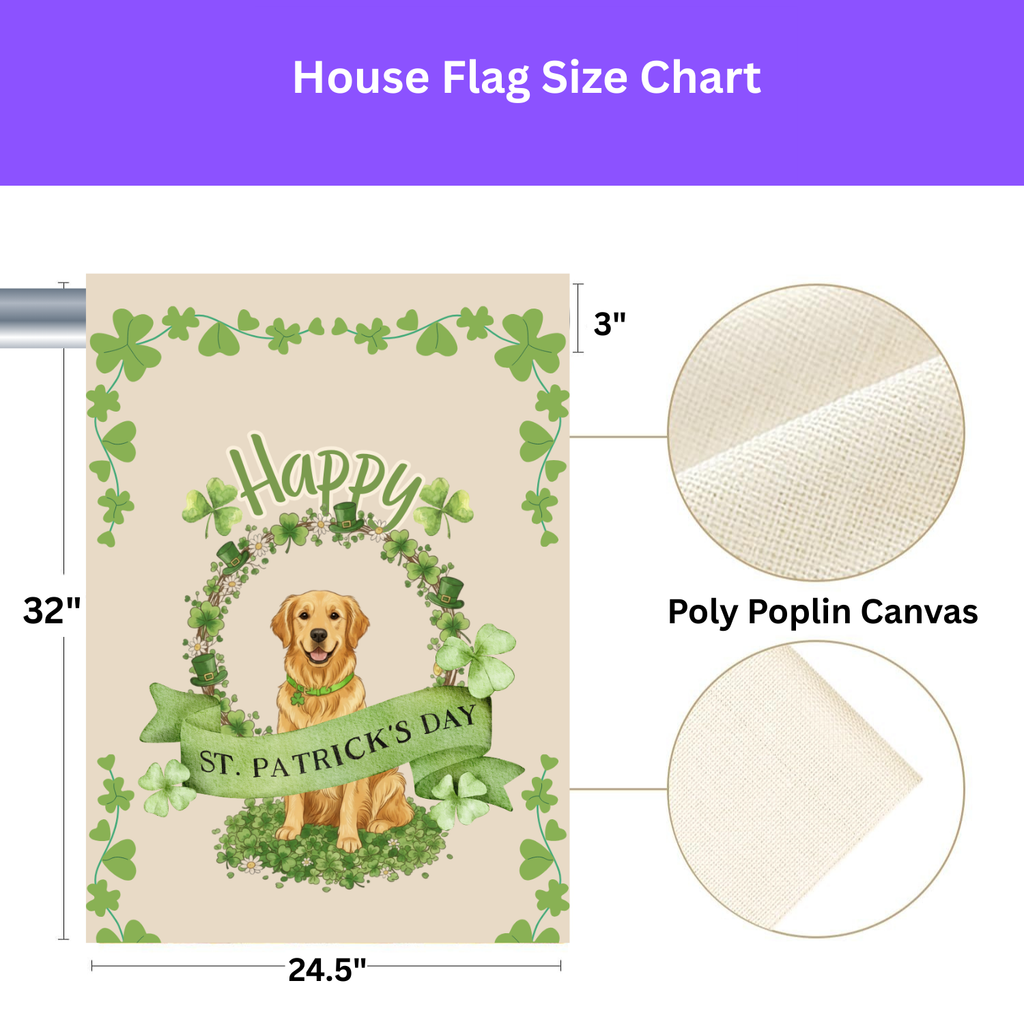 Happy St. Patrick’s Day Golden Retriever Garden Flag