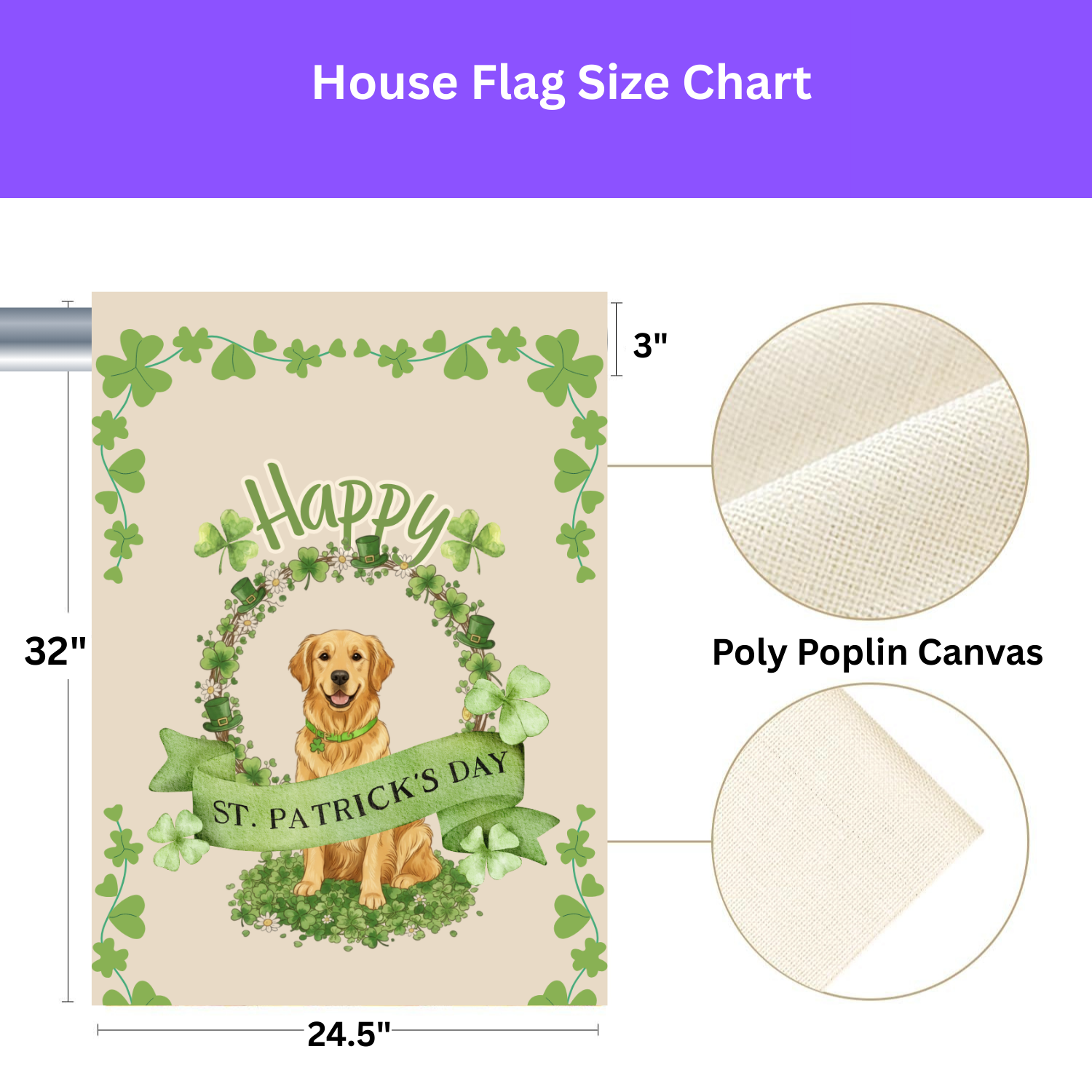 Happy St. Patrick’s Day Golden Retriever Garden Flag