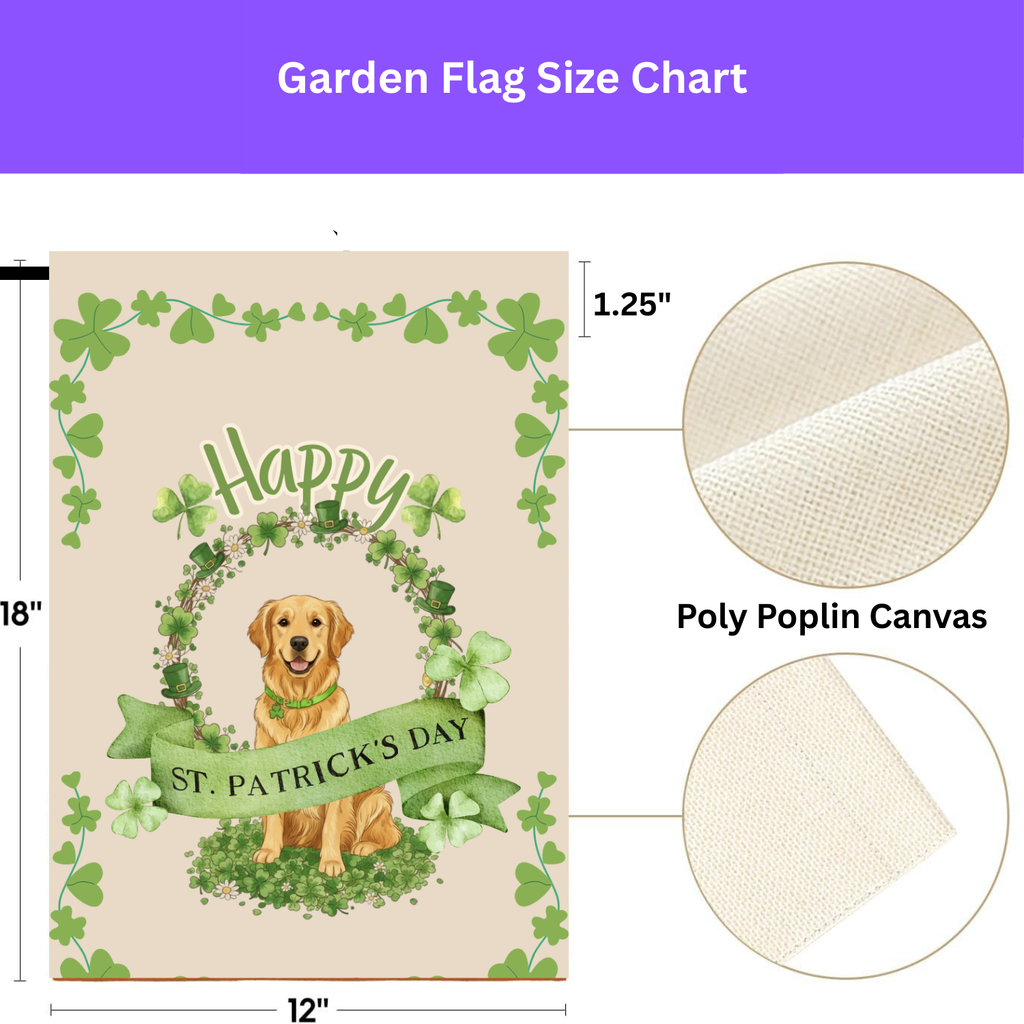 Happy St. Patrick’s Day Golden Retriever Garden Flag