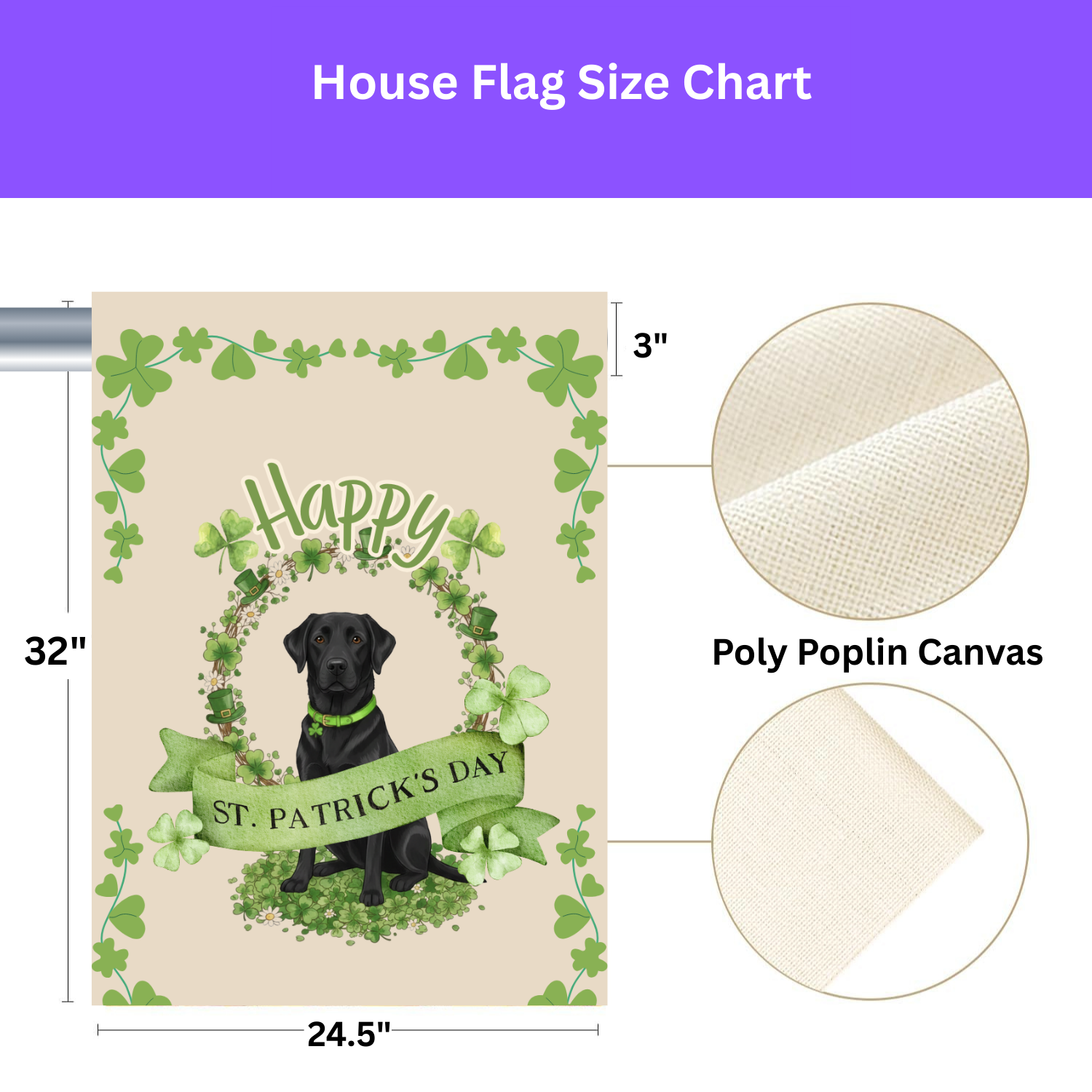 Happy St. Patrick's Day Black Labrador Retriever Garden Flag - yard display - Dragonfire Gardens