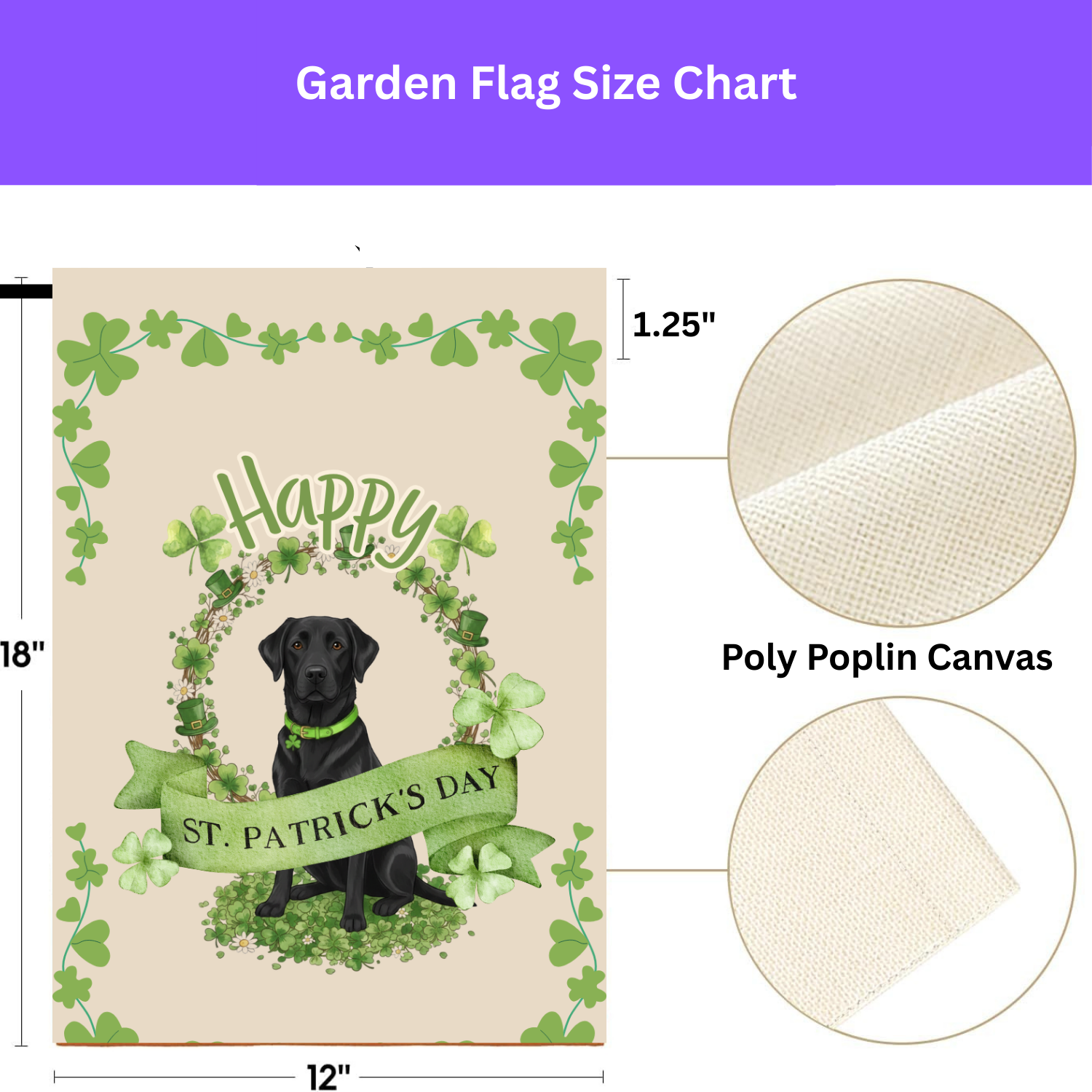 Happy St. Patrick's Day Black Labrador Retriever Garden Flag - porch decor - Dragonfire Gardens