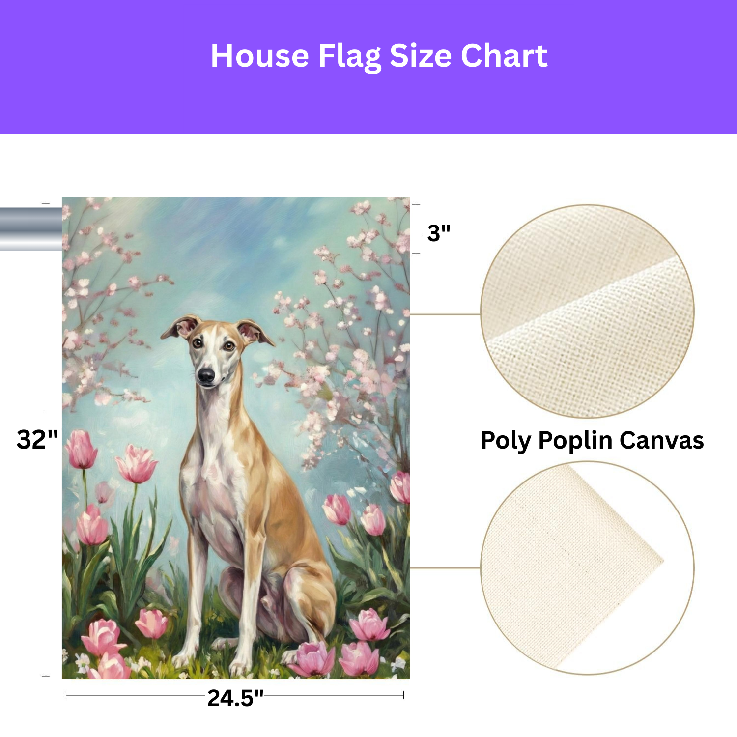 Greyhound in Tulips Spring Garden Flag - yard display - Dragonfire Gardens