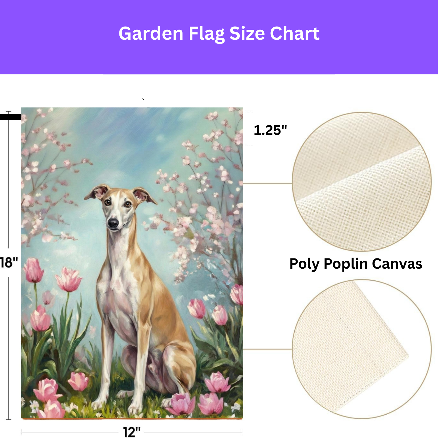 Greyhound in Tulips Spring Garden Flag - porch decor - Dragonfire Gardens