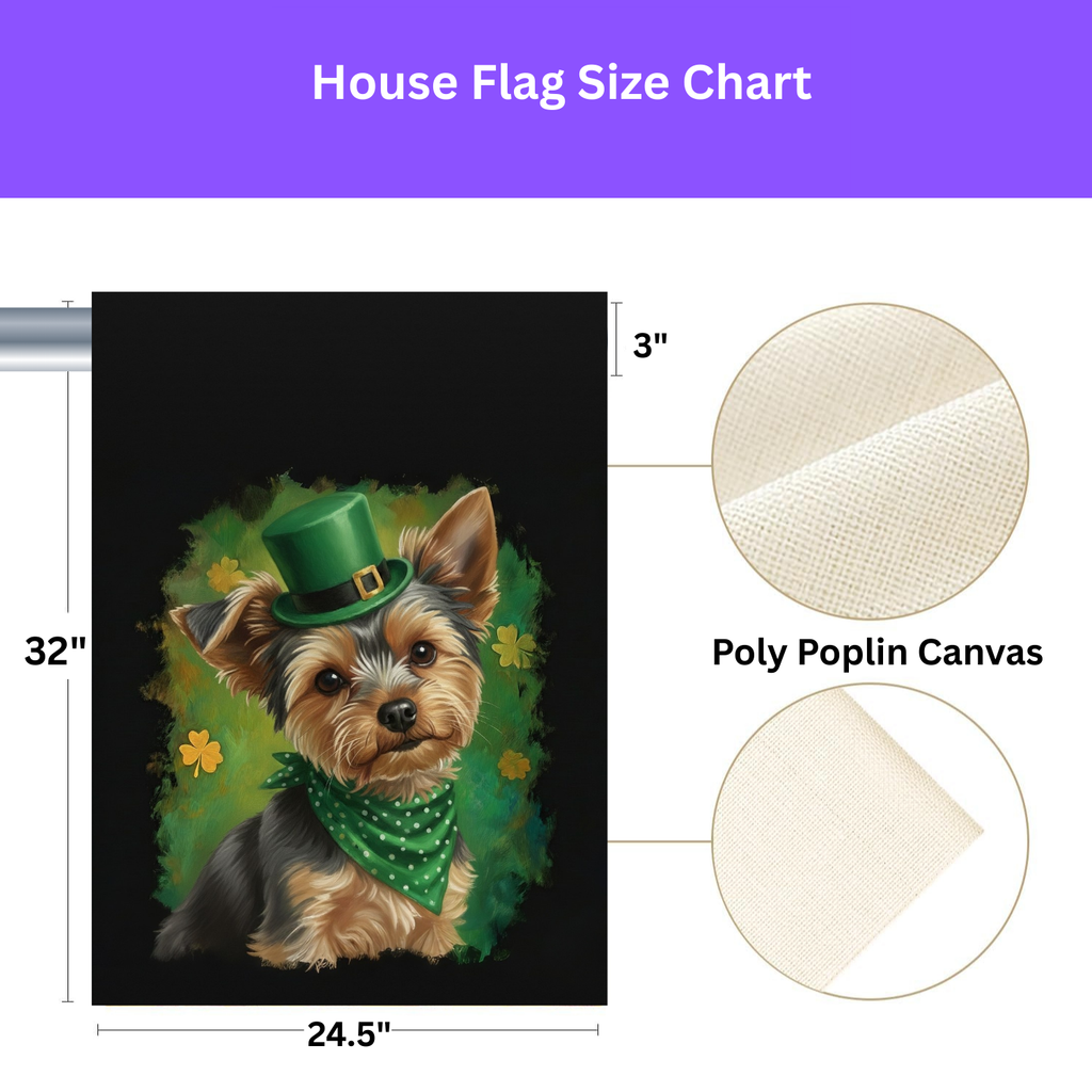 Green Top Hat Yorkshire Terrier St. Patrick's Day Garden Flag - yard display - Dragonfire Gardens