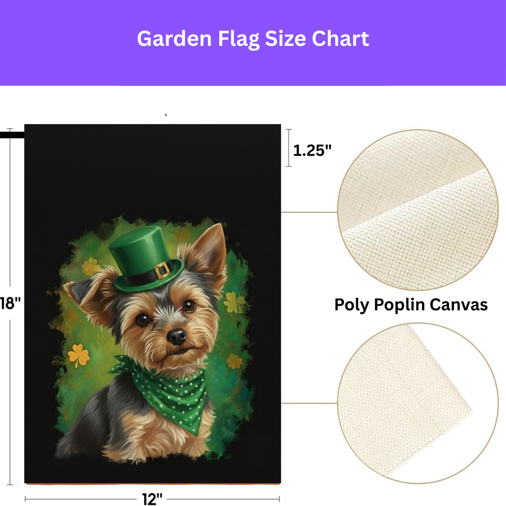 Green Top Hat Yorkshire Terrier St. Patrick's Day Garden Flag - porch decor - Dragonfire Gardens