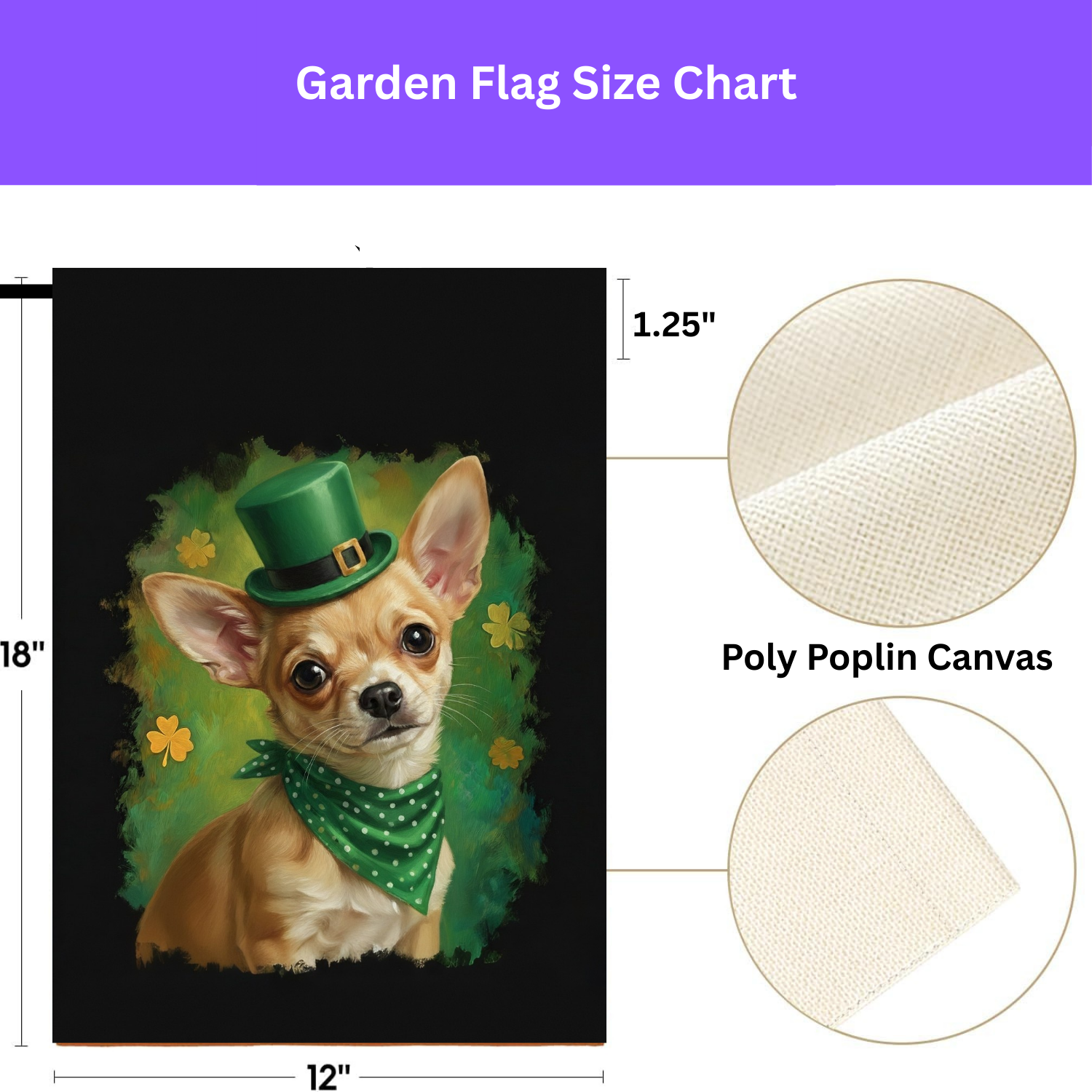 Green Top Hat Chihuahua St. Patrick’s Garden Flag - yard display - Dragonfire Gardens