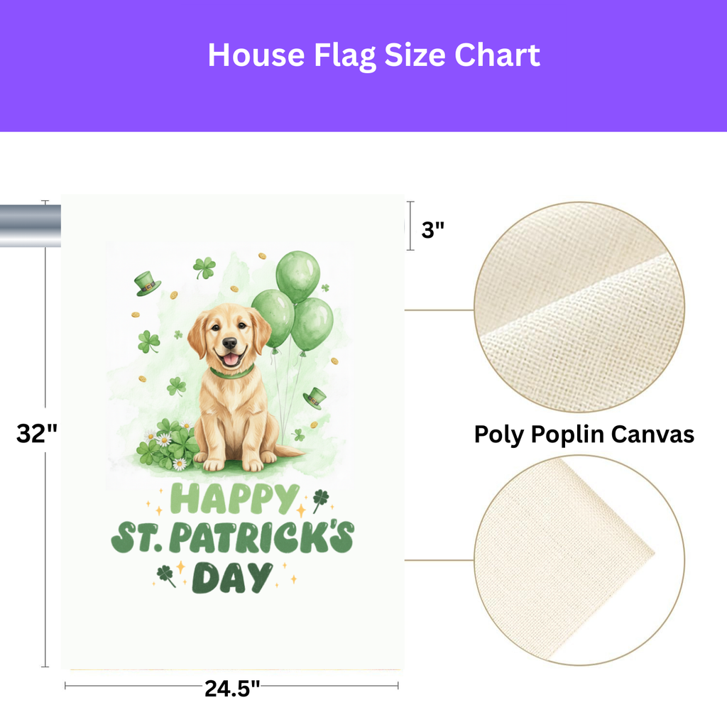 Golden Retriever Puppy St. Patrick's Day Garden Flag - yard display - Dragonfire Gardens