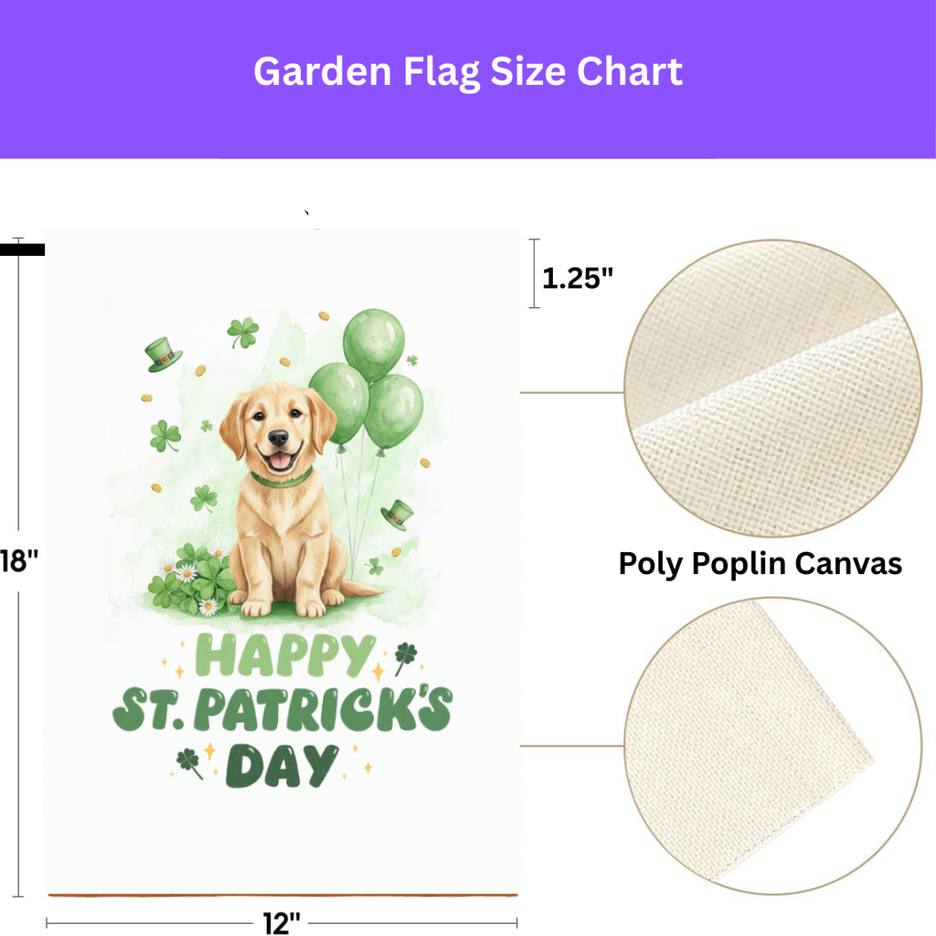 Golden Retriever Puppy St. Patrick's Day Garden Flag - porch decor - Dragonfire Gardens