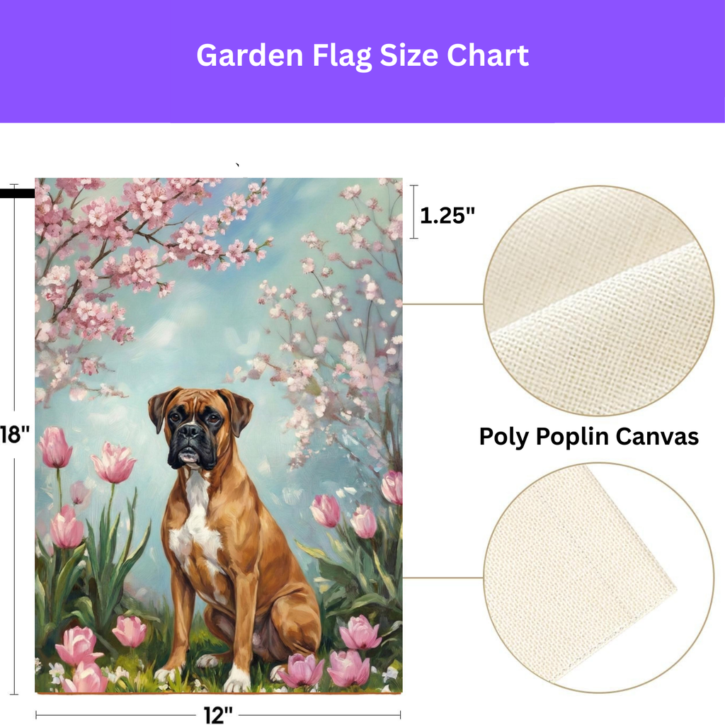 Boxer In Tulips Spring Garden Flag