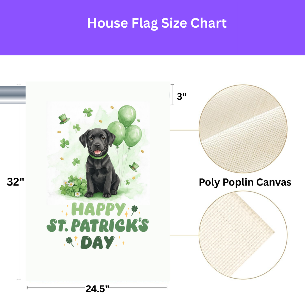 Black Labrador Retriever Puppy St. Patrick's Day Garden Flag - yard display - Dragonfire Gardens