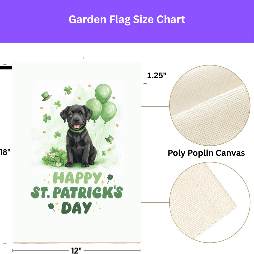 Black Labrador Retriever Puppy St. Patrick's Day Garden Flag - porch decor - Dragonfire Gardens