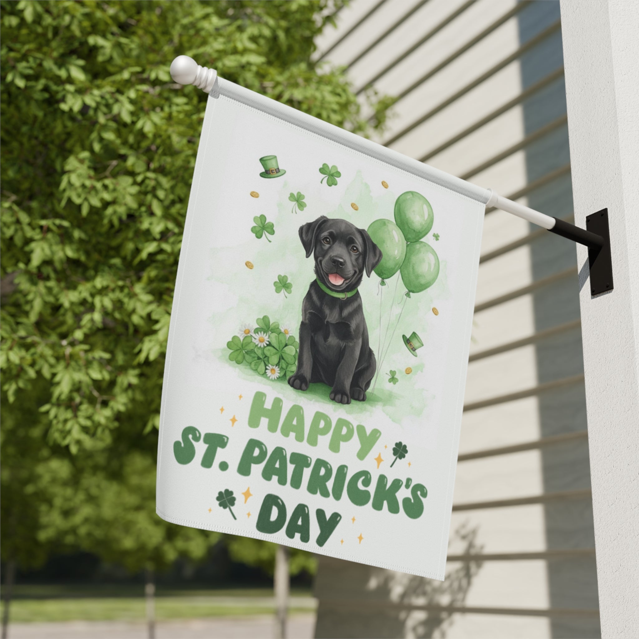 Black Labrador Retriever Puppy St. Patrick's Day Garden Flag