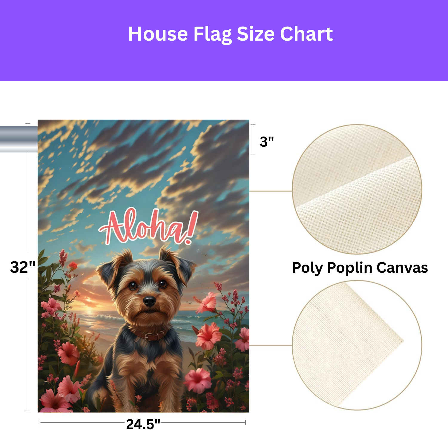 Aloha Yorkshire Terrier Garden Flag